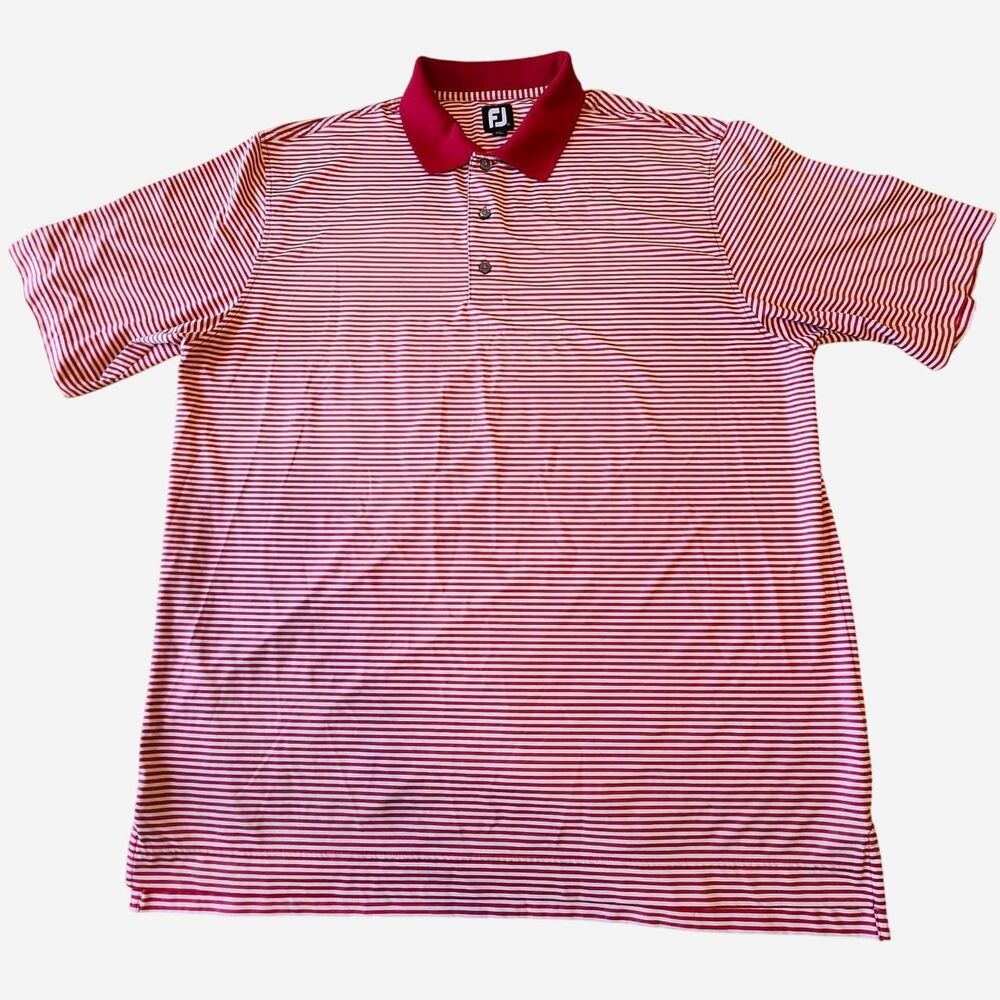 Footjoy Men's White and Red Polo-shirts